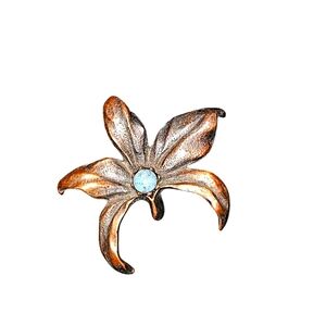 Vintage copper and glass brooch